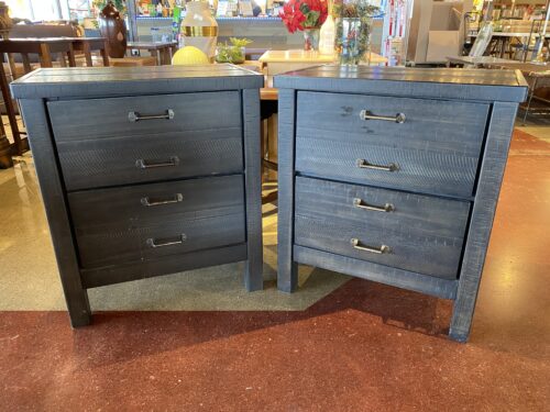 ASHLEY FURNITURE Baylow Black Farmhouse Rustic Nightstand with Power Outlet