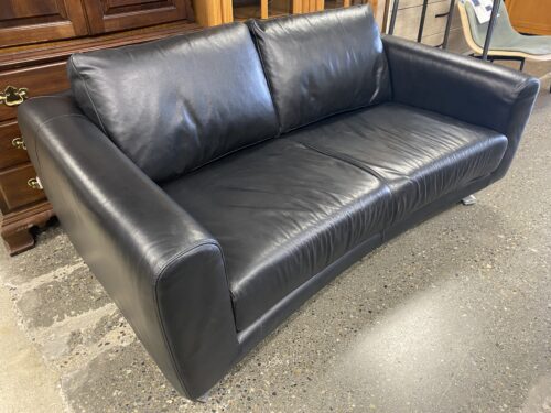 NICOLETTI  Black Leather Modern Sofa