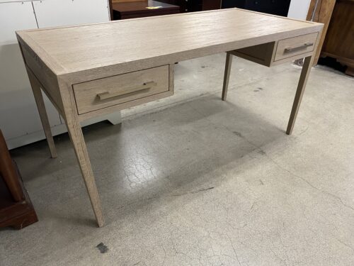 RESTORATION HARDWARE French Contemporary Whitewashed Oak & Light Pewter Desk (AS IS)