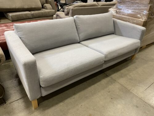 IKEA Saltsjobaden Pale Grey Low Back Wide Seat Sofa with Light Wood Legs