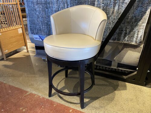PIER 1 Isaac White Leather Swivel Bar Stool with Black Wooden Base
