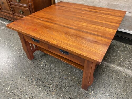 AMERICA THE BEAUTIFUL DREAMER Light Cherry Finish Mission Style Coffee Table w/ 4 Drawers