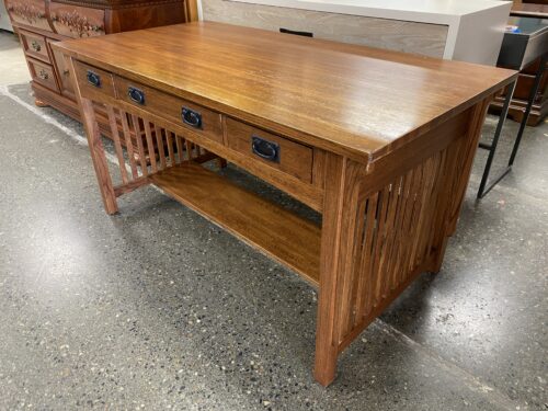 CF KENT Light Brown Mission Style Desk w/ Drawers