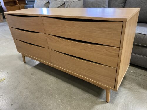 ARTICLE Culla Mid-Century Modern Light Wood 6 Drawer Dresser with Rounded Feet and Curved Drawer Fronts