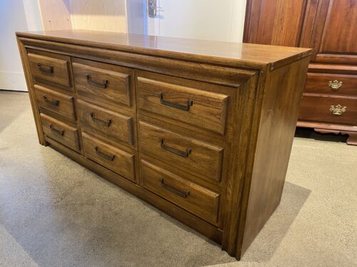 Italian Neoclassical Brown 9-Drawer Dresser
