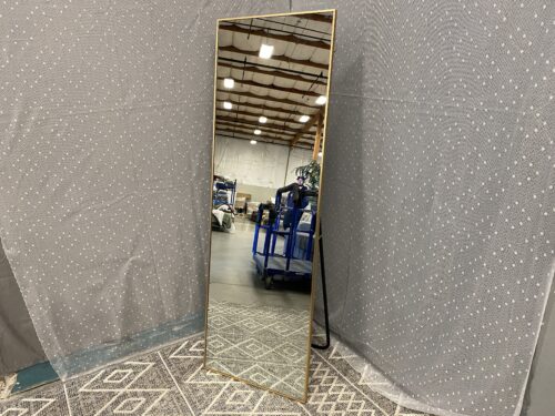 Freestanding Rectangular Full Length Mirror with Gold Tone Frame