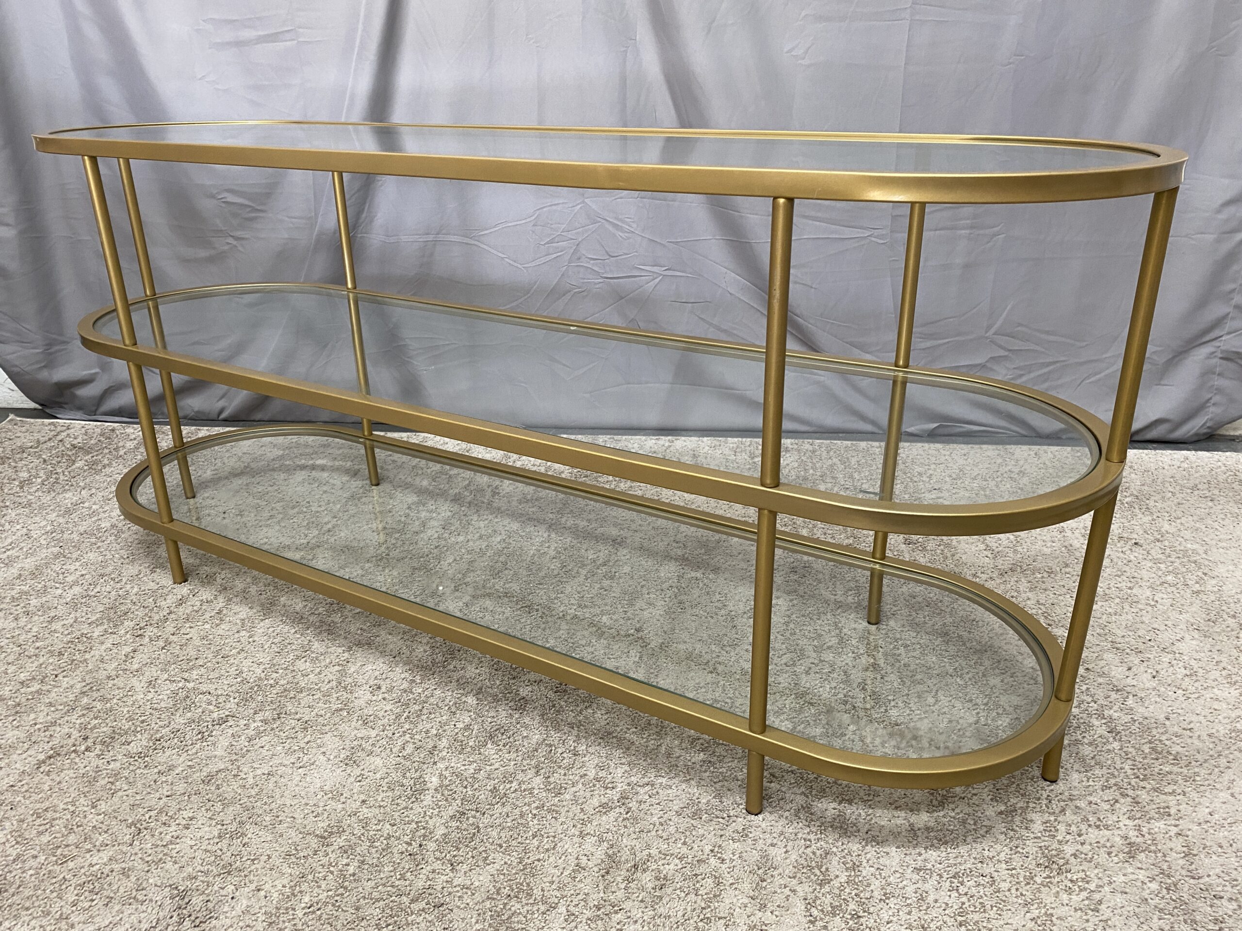 Gold Painted 3-Tier Rounded Console Table