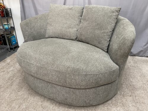 Grey Fabric Barrel Swivel Lounge Chair