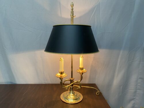 Vintage Black & Brass Bouillotte-Style Table Lamp