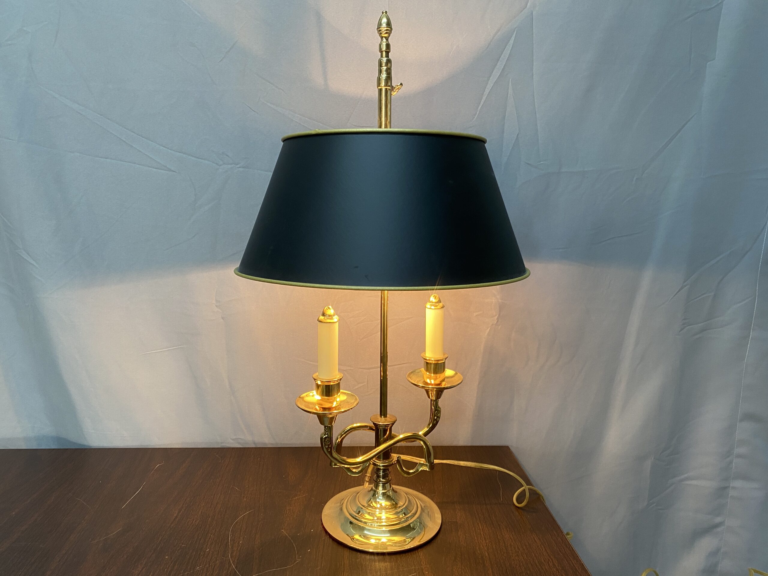 Vintage Black & Brass Bouillotte-Style Table Lamp
