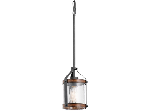 NEW! KICHLER Barrington Mini Pendant Suspended Light in Distressed Black with Clear Seeded Glass