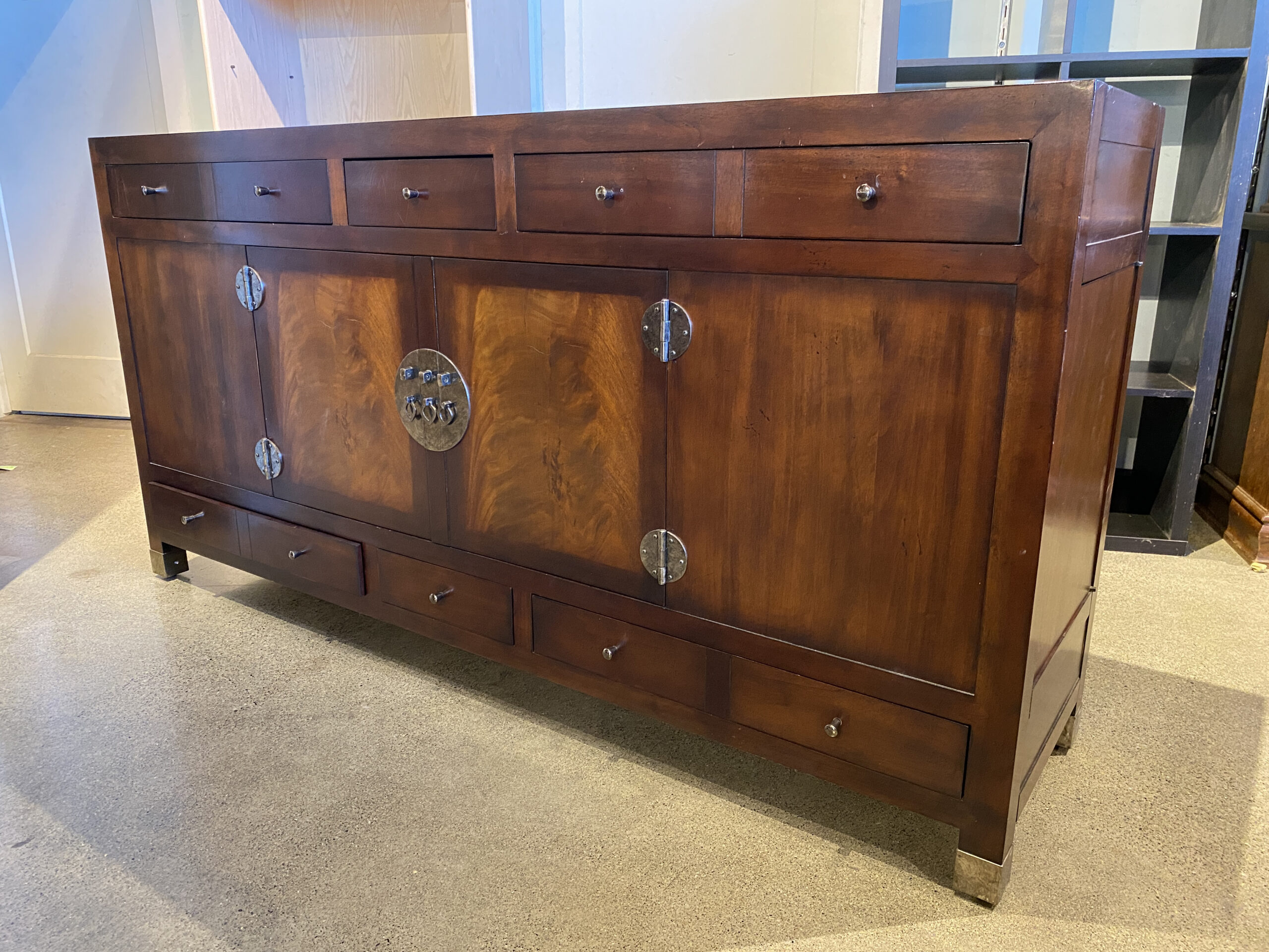 BAKER FURNITURE Milling Road Solid Mahogany Ming Sideboard with 6-Drawers