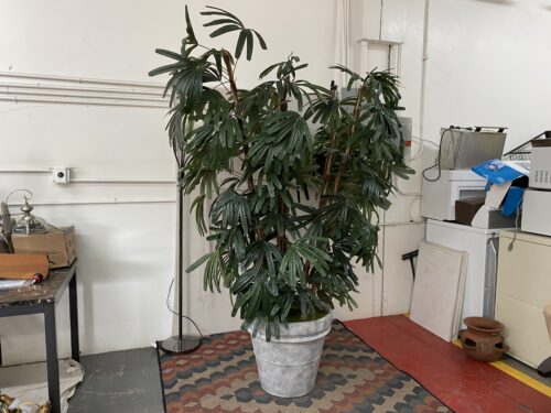 Large Faux Lady Palm Plant w/ Ceramic Pot