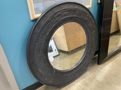 MAJESTIC MIRROR Dark Brown Textured Border Circle Mirror