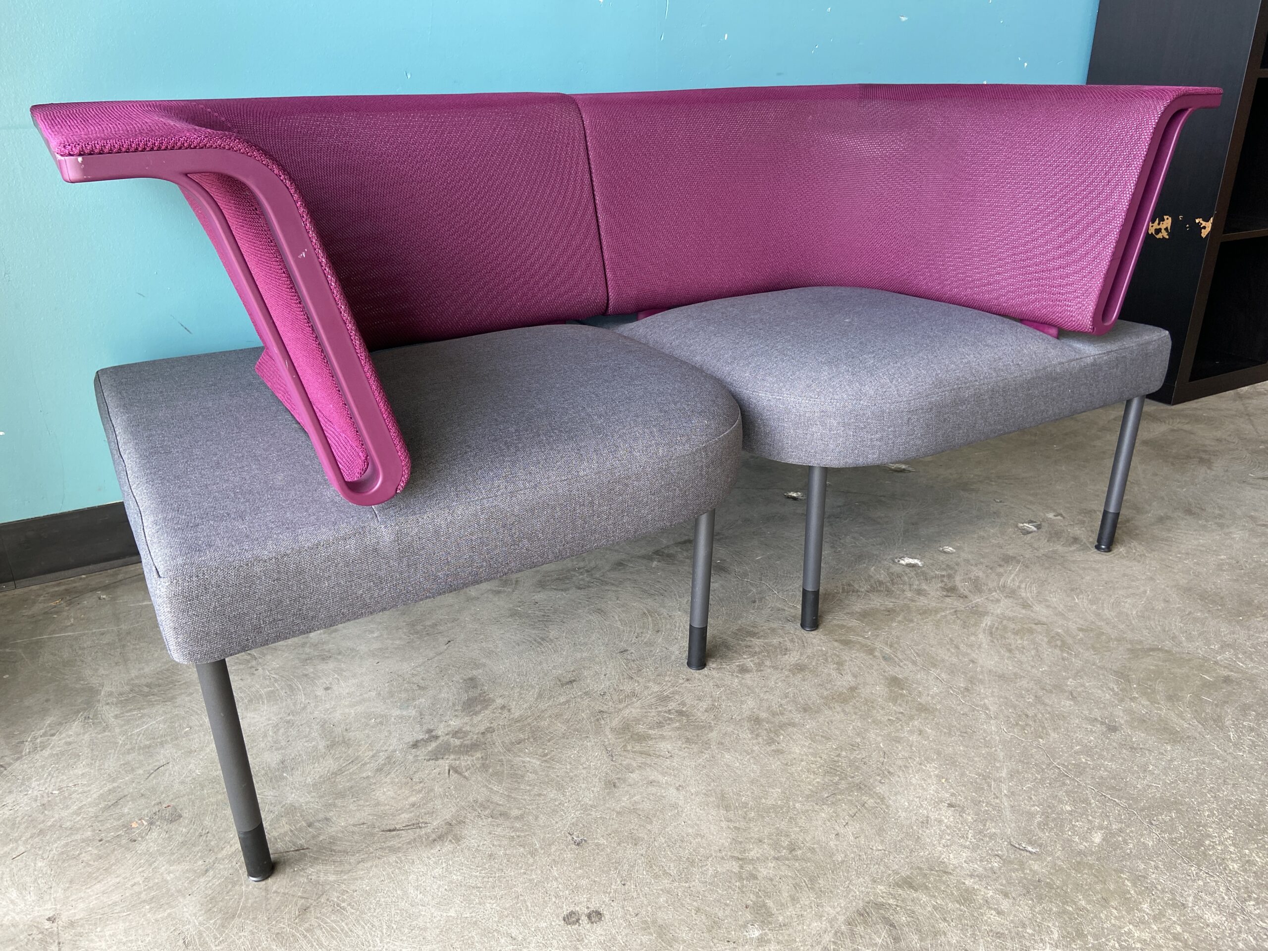 HERMAN MILLER Purple & Grey Modular Social Office Chairs (Set of 2)