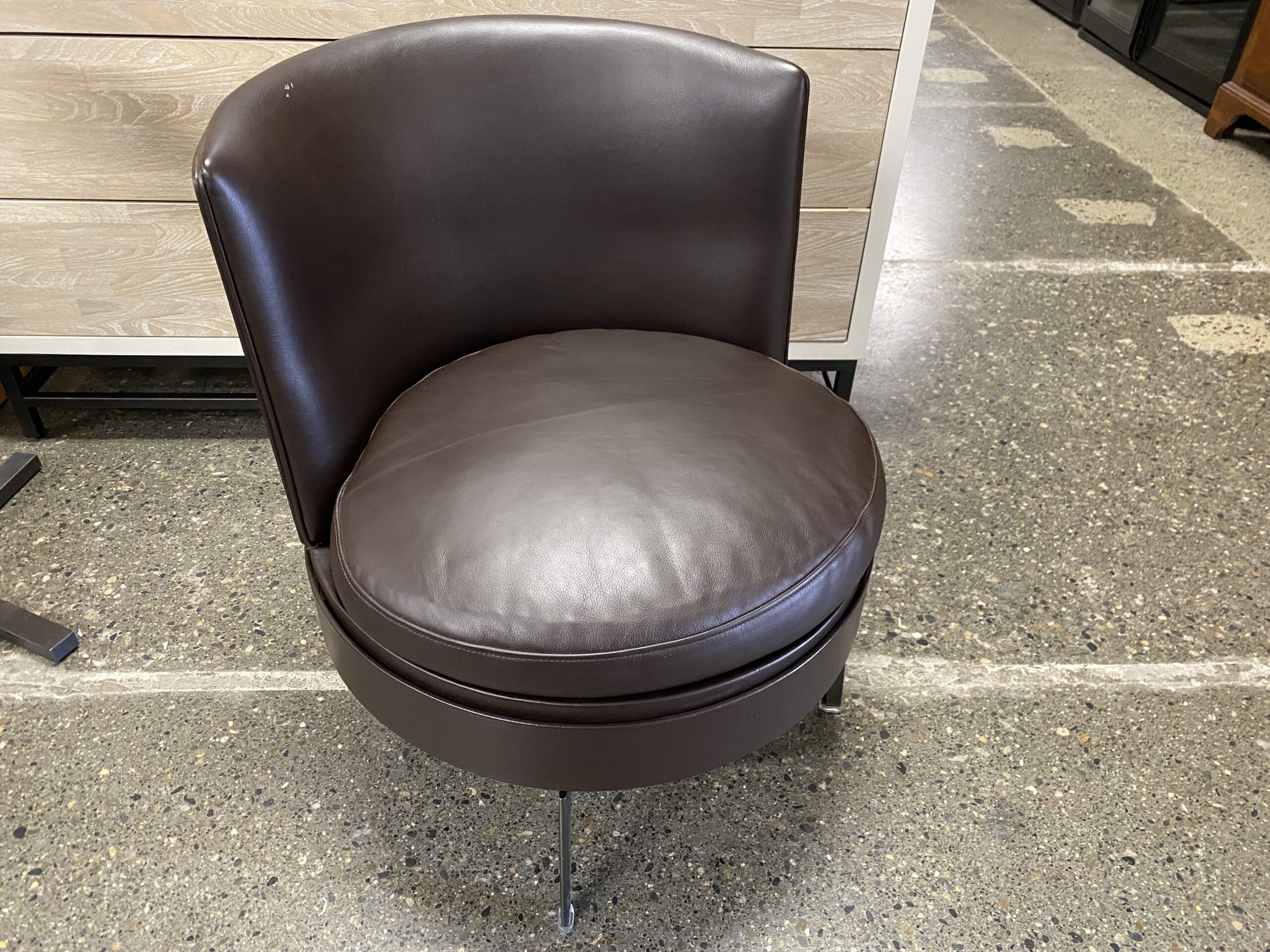 FLEXFORM Feel Good Chocolate Swivel Chair w/ Metal Legs