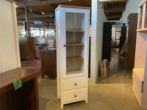 Farmhouse Style Cabinets with Glass Doors and Lower Drawers