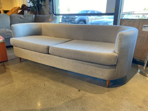 Contemporary Light Grey Upholstered Sofa with Curved Back