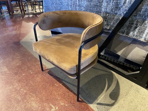 Modernist Tan Armchair with Metal Frame