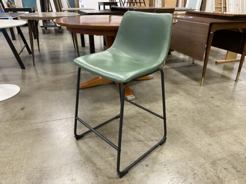 WALKER EDISON  Mossy Green Counter Height Dining Chair with Sleek Black Metal Base
