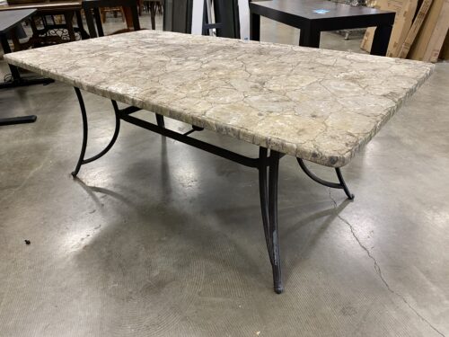 Concrete Mosaic Top Outdoor Table with Black Metal Base