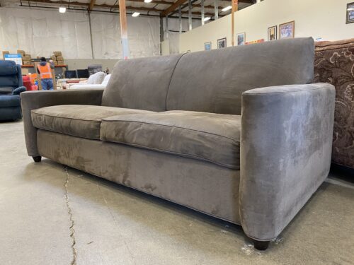 CRATE AND BAREL Brown Herringbone Piped Sofa