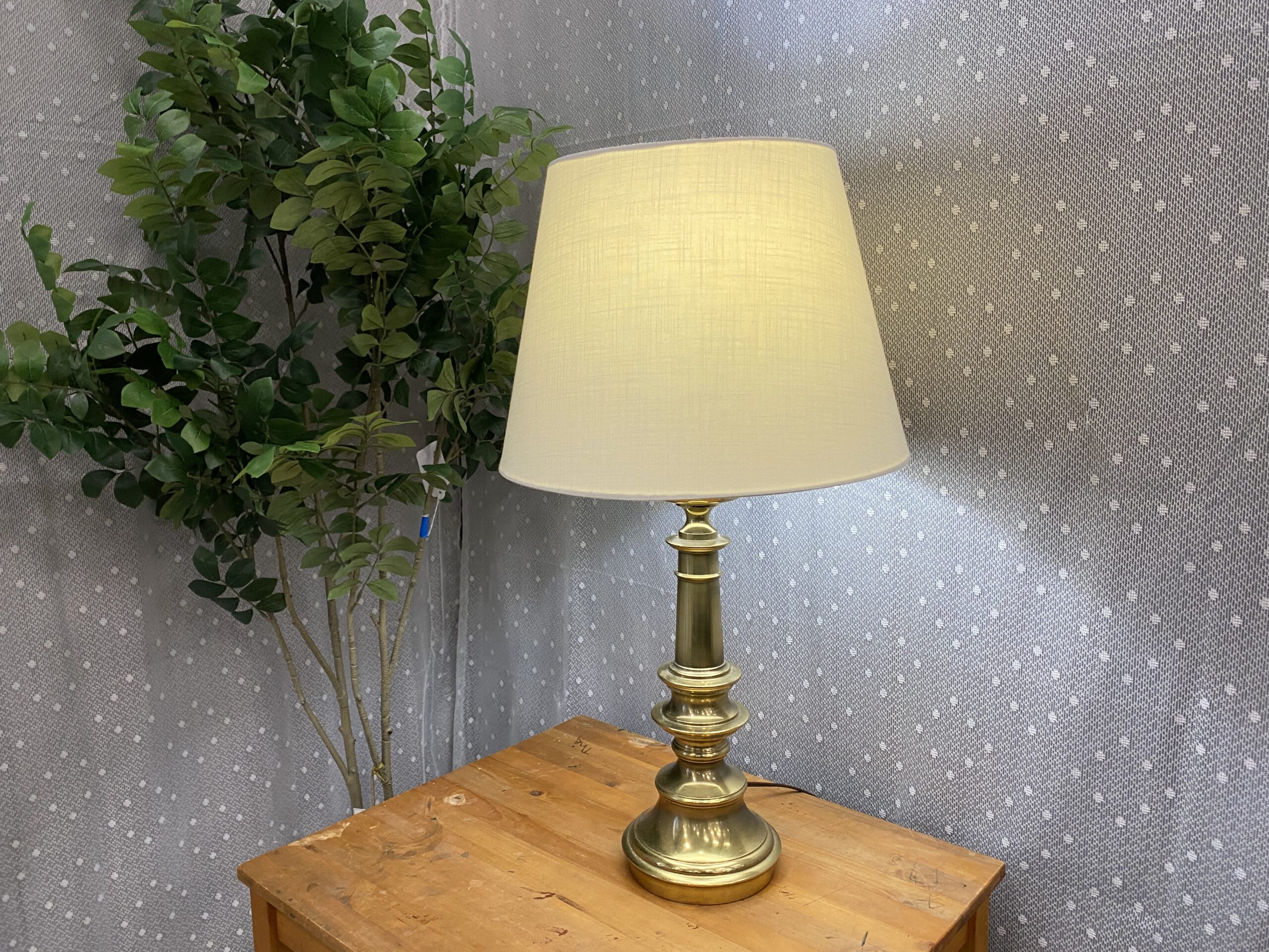 STIFFEL Vintage Brass Column Table Lamp