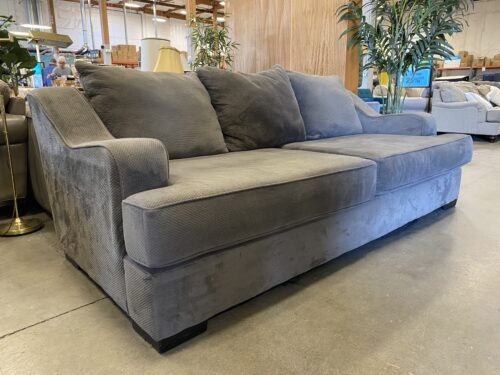 STACIA SOFA Charcoal Grey Chenille Plush Sofa in Cosmo Otter
