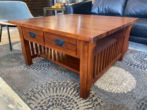 AMERICA THE BEAUTIFUL DREAMER Light Cherry Finish Mission Style Coffee Table w/ 4 Drawers