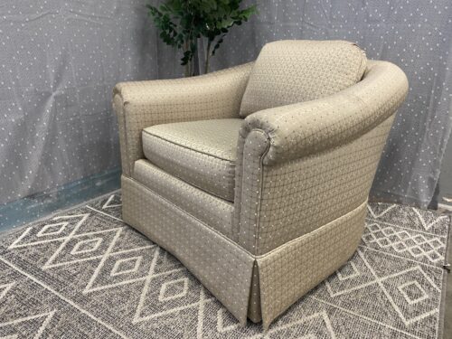 CYPRESS FURNITURE Custom Made Golden Plaid Skirted Swivel Club Chair on Casters