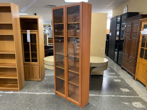 Brown Shallow Glass Door Cabinet