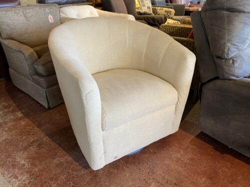 Cream Colored Swivel Barrel Chair