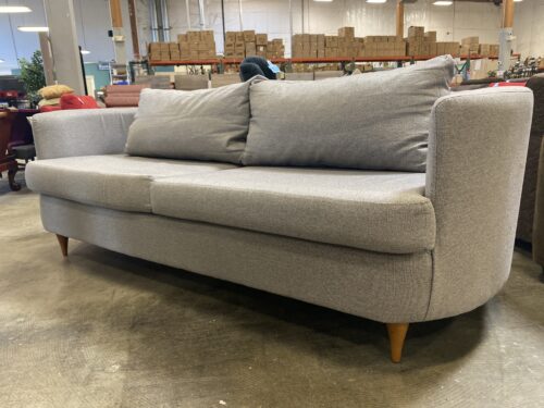 Light Grey Woven Upholstery Curved Arm Low Profile Loveseat
