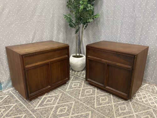 BROWN-SALTMAN   Vintage Mid Century Modern   Walnut Nightstands  Designed by John Keal  (Set of 2)