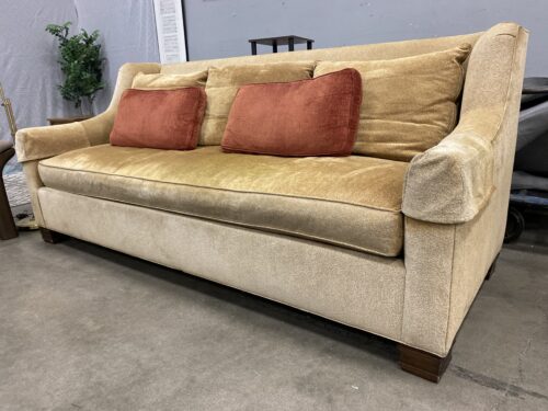 HICKORY CHAIR  Golden Chenille Wingback Sofa with Down Filled Cushions