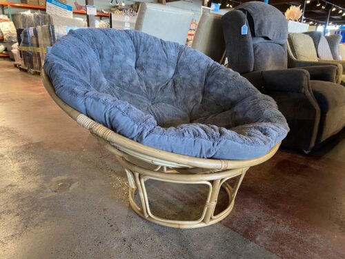 Fuzzy Grey Papasan Chair