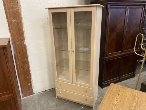 Made in Denmark Modern Light Oak Natural Finish Glass Shelf Bookcase