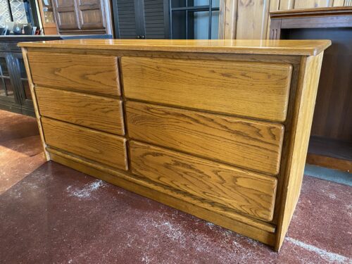 Contemporary 6-Drawer Lowboy Dresser with Mirror