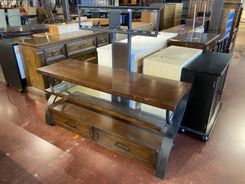 Curved Frame Tv Stand with 2-Drawers