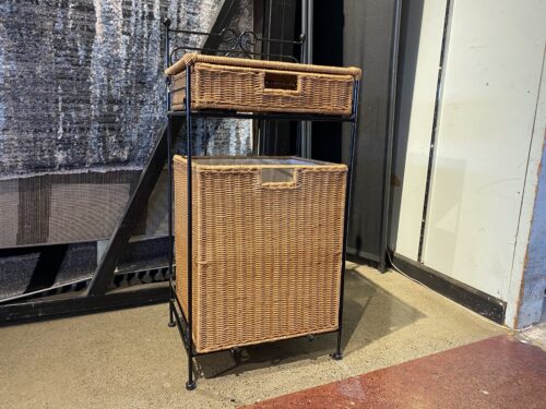 Front Tip Wicker Laundry Hamper with Upper Drawer