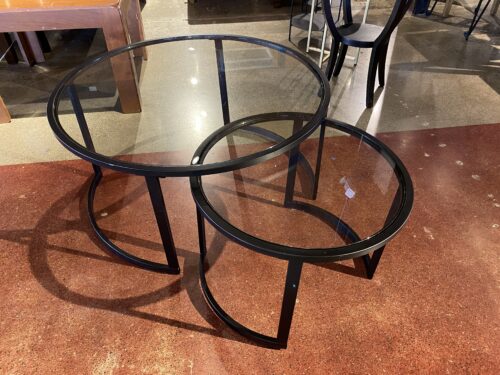 Round Glass Top Nesting Coffee Table Set (Set of 2)