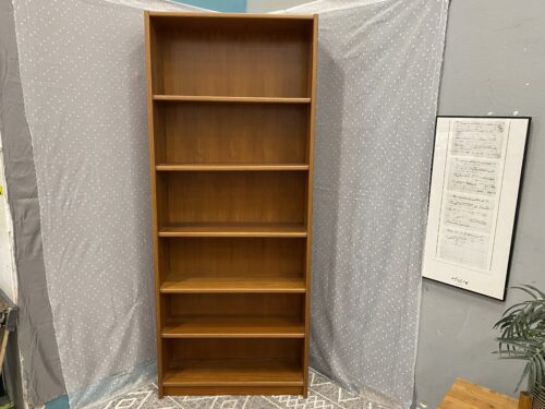 Made in Denmark Teak Veneer Natural Finish 6 Shelf Bookcase
