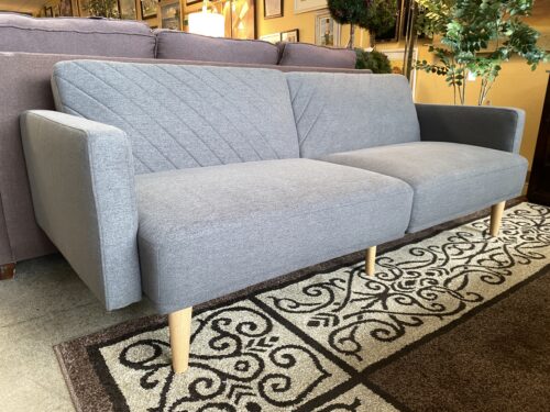 Dark Grey Modern Futon w/ Hatched Back Cushion