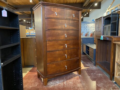 Mahogany Toned Wooden Tallboy Dresser