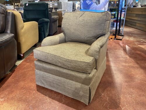 JESSICA CHARLES Tan Swivel Rocker Armchair with Skirt Base