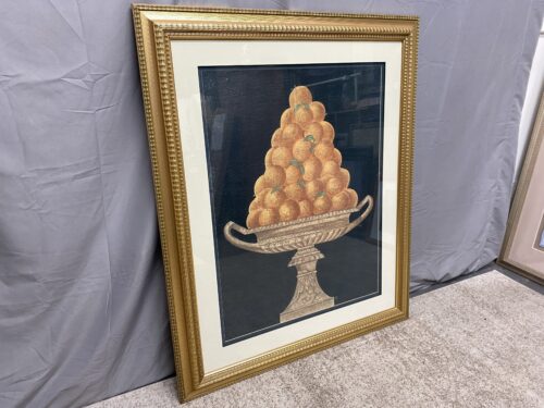 Large Ornate Gold Framed Orange Lithograph by IDA