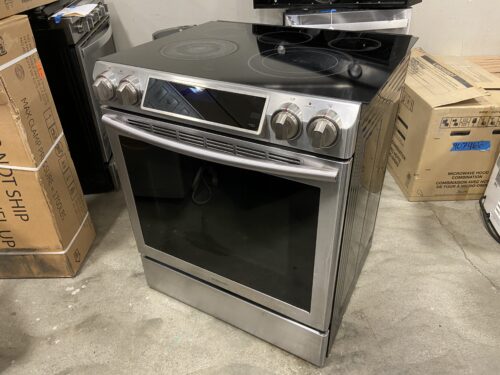 SAMSUNG 5.8 Cu. Ft. Slide-In Electric Range with Dual Convection in Stainless Steel Model #NE58F900SS