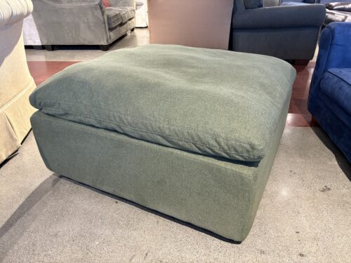 Plush Oversized Green Ottoman