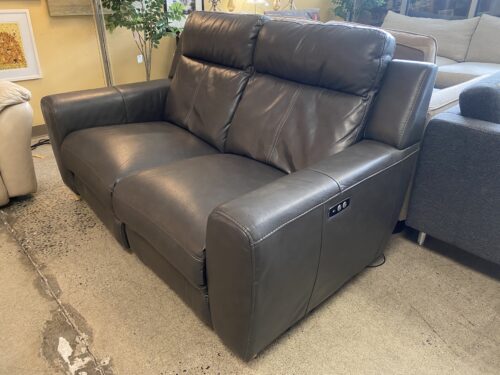 Dark Grey Slope Arm Power Reclining Loveseat