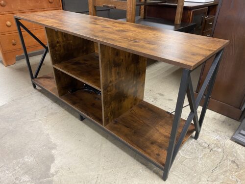 Brown & Black Industrial TV Stand w/ Power Strip